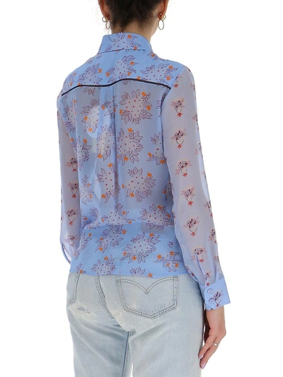 Shop Chloé Floral Print Shirt In Blue