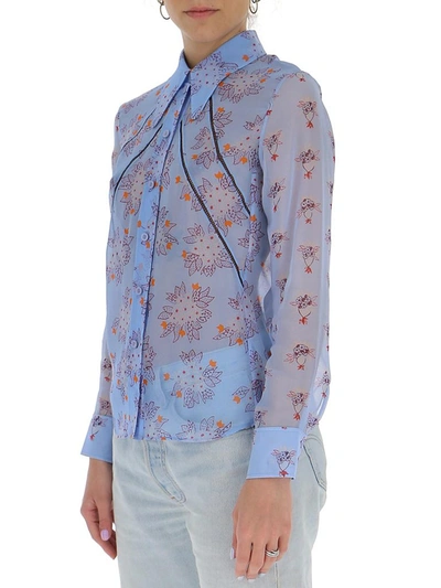 Shop Chloé Floral Print Shirt In Blue