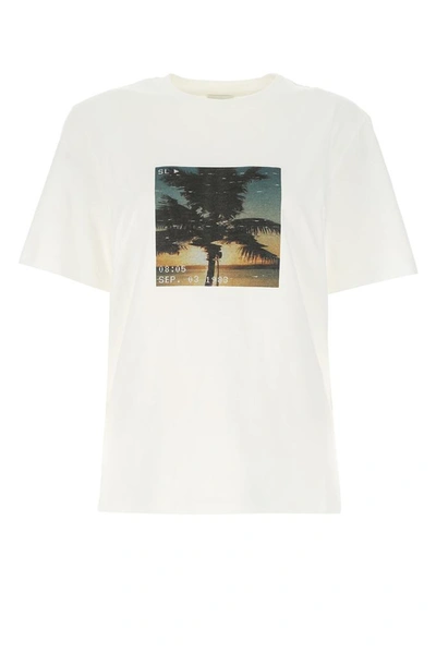 Shop Saint Laurent Distressed Vhs Sunset T In White