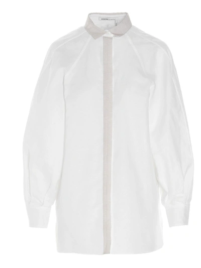 Shop Agnona Contrast Trim Shirt In White