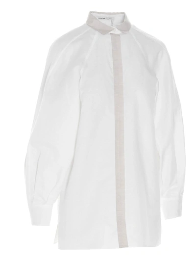 Shop Agnona Contrast Trim Shirt In White