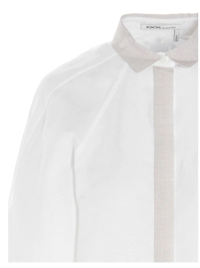 Shop Agnona Contrast Trim Shirt In White