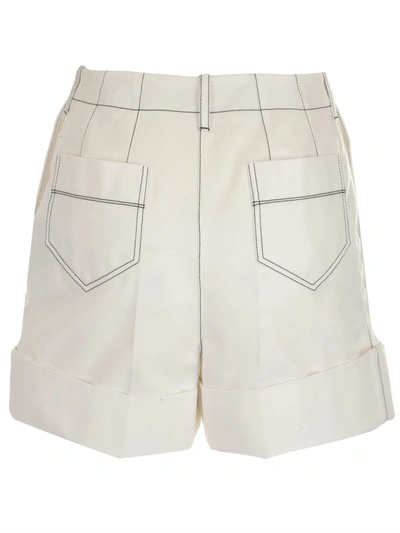 Shop Alexander Mcqueen Contrast Stitching Shorts In White