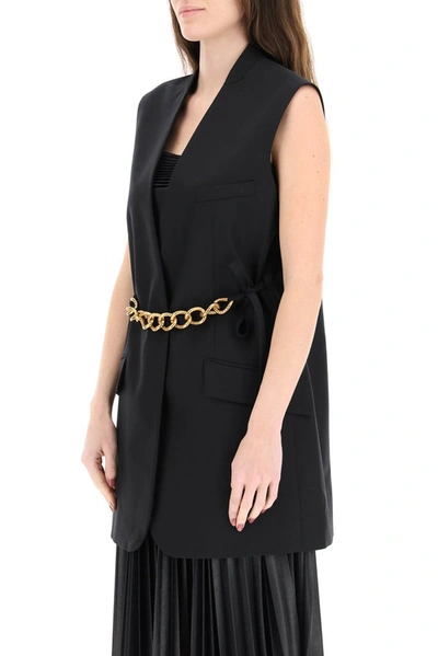 Shop Givenchy Chain Embellished Sleeveless Jacket In Black