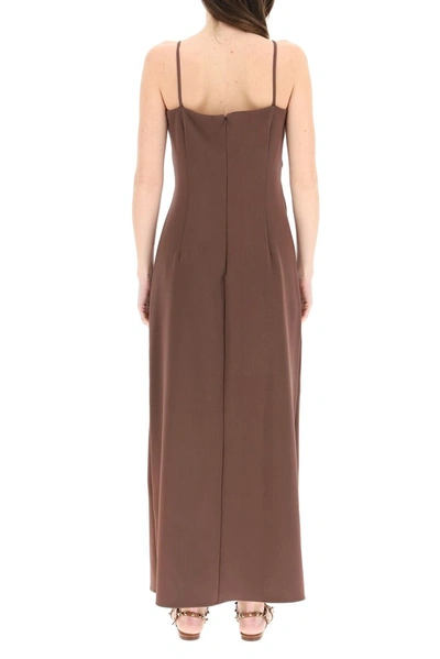 Shop Valentino Draped Stretch Cady Dress In Brown
