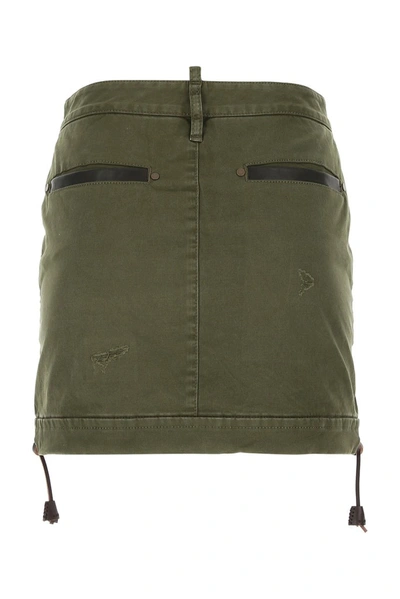 Shop Dsquared2 Buckle Detail Fitted Mini Skirt In Green