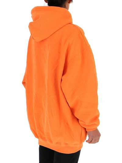 Shop Balenciaga Languages Printed Hoodie In Orange