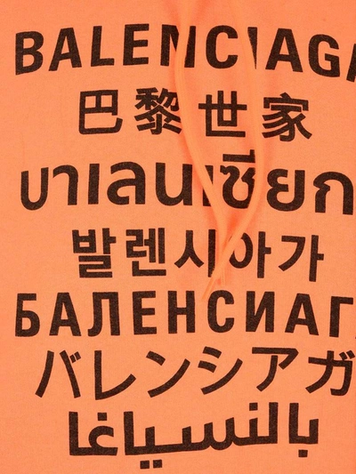 Shop Balenciaga Languages Printed Hoodie In Orange
