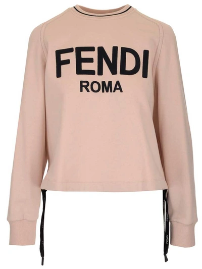 Shop Fendi Logo Embroidered Sweatshirt In Pink