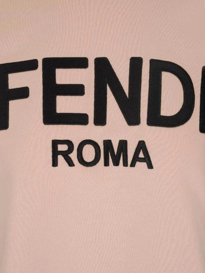 Shop Fendi Logo Embroidered Sweatshirt In Pink