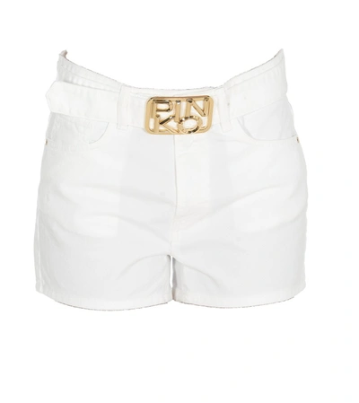 Shop Pinko Brooklyn Logo Belted Shorts In White