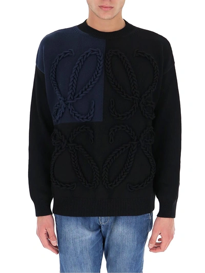 Shop Loewe Anagram Embroidered Sweater In Multi