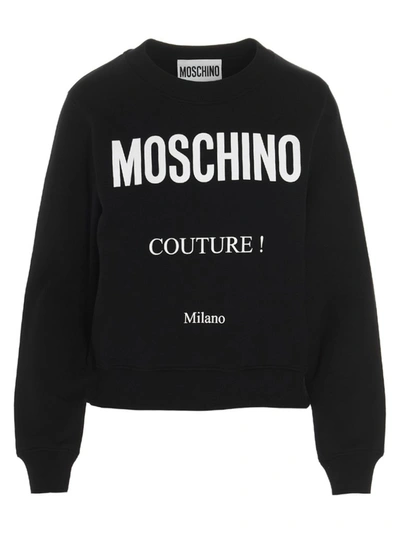 Shop Moschino Couture Print Sweatshirt In Black