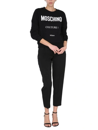 Shop Moschino Couture Print Sweatshirt In Black