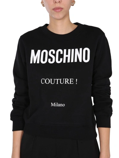 Shop Moschino Couture Print Sweatshirt In Black