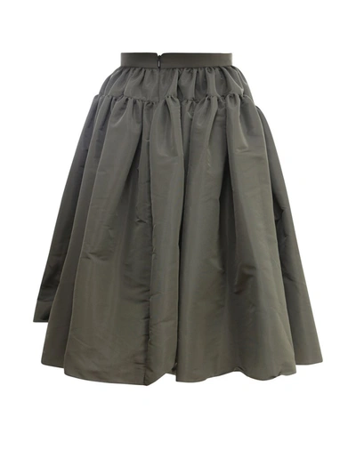 Shop Alexander Mcqueen Pleated Detail Midi Skirt In Green