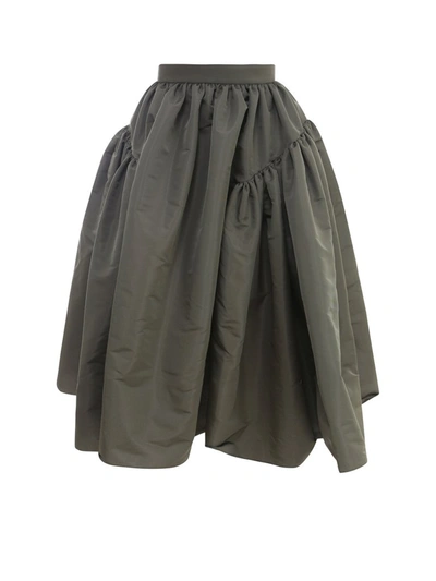 Shop Alexander Mcqueen Pleated Detail Midi Skirt In Green