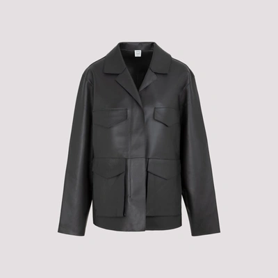 Shop Totême Army Leather Jacket In Black