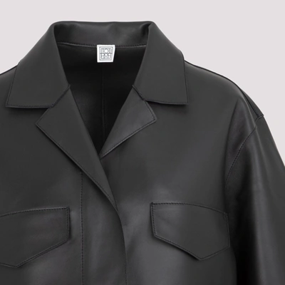 Shop Totême Army Leather Jacket In Black