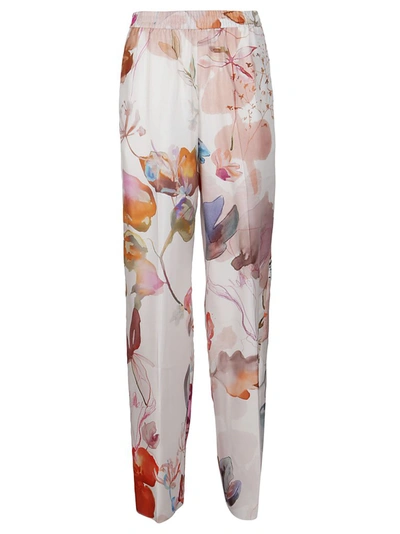 Shop Agnona Floral Printed High Waisted Pants In Multi