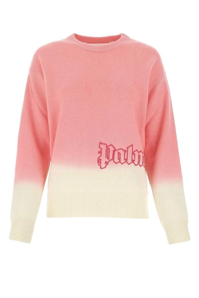 Shop Palm Angels Gradient Knitted Sweater In Pink