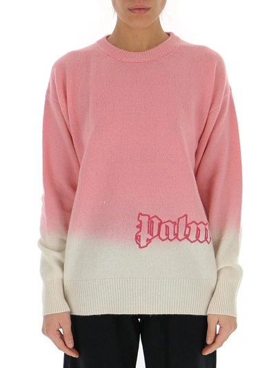 Shop Palm Angels Gradient Knitted Sweater In Pink