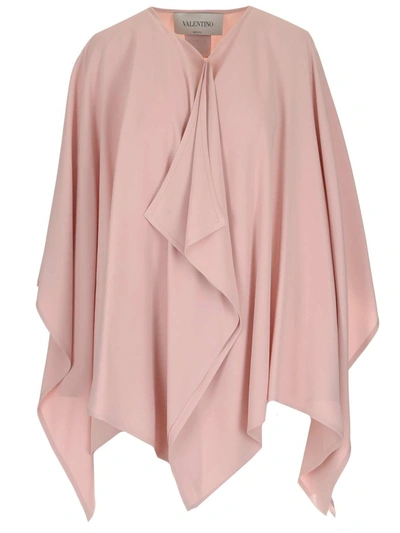 Shop Valentino Layered Draped Cape In Pink