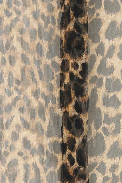 Shop Saint Laurent Leopard Print Sheer Ruffled Blouse In Multi