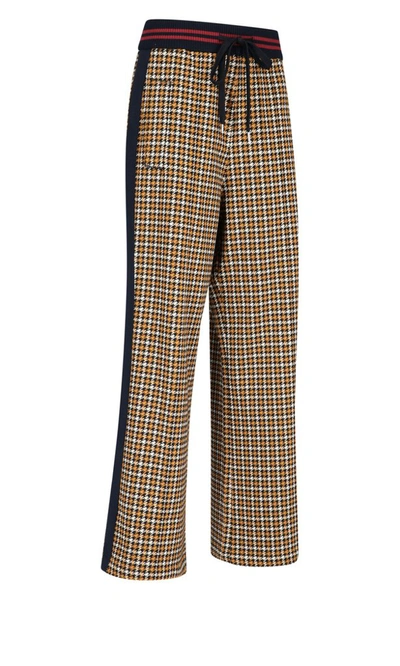 Shop Marni Contrast Side Stripe Check Print Trousers In Multi