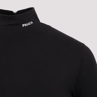 Shop Prada Logo Embroidered High In Black