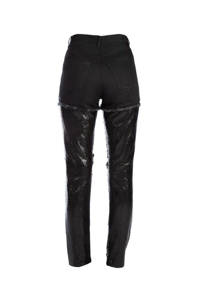 Shop Saint Laurent Distressed Chainmail Jeans In Black