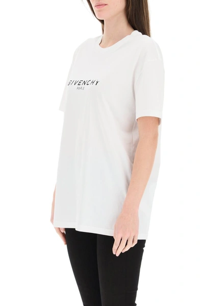 Shop Givenchy Vintage Effect Logo Oversized T In White