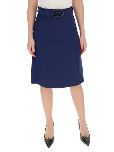 Shop Gucci Interlocking G Belted Skirt In Blue