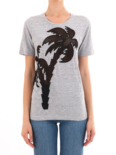 Shop Dsquared2 Palm Tree Print Crewneck T In Grey