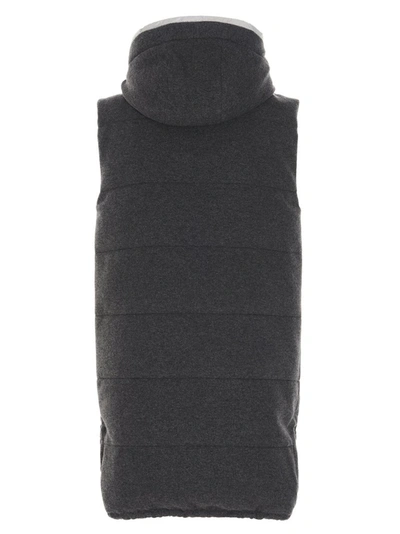 Shop Brunello Cucinelli Reversible Padded Vest In Grey