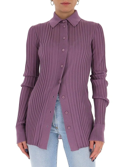 Shop Bottega Veneta Ribbed Buttoned Shirt In Purple