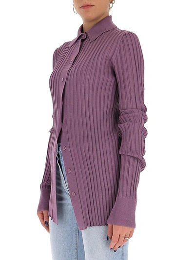 Shop Bottega Veneta Ribbed Buttoned Shirt In Purple