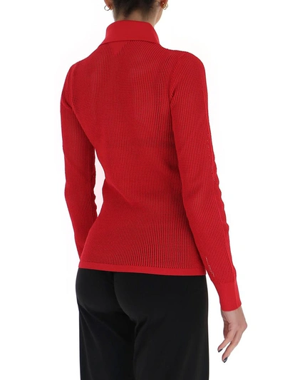 Shop Bottega Veneta Mesh Buttoned Cardigan In Red