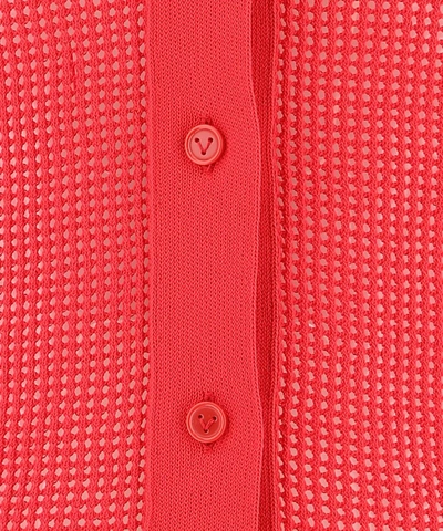 Shop Bottega Veneta Mesh Buttoned Cardigan In Red