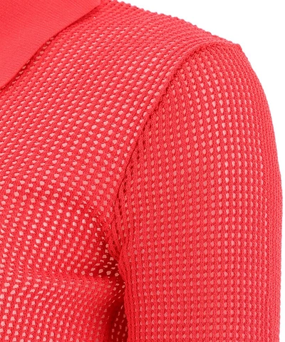 Shop Bottega Veneta Mesh Buttoned Cardigan In Red
