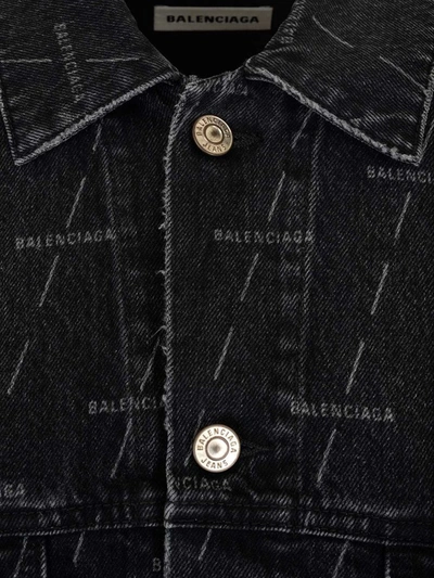 Shop Balenciaga Large Fit Denim Jacket In Black