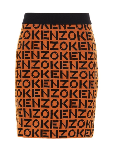 Shop Kenzo Logo Motif Pencil Skirt In Multi