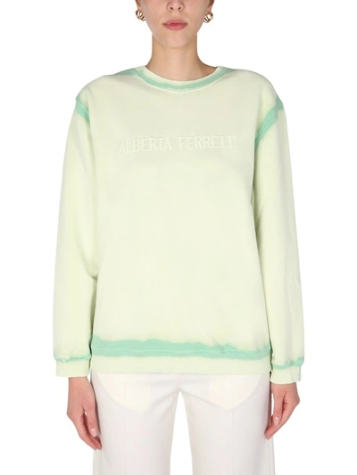 Shop Alberta Ferretti Logo Embroidered Sweatshirt In Green