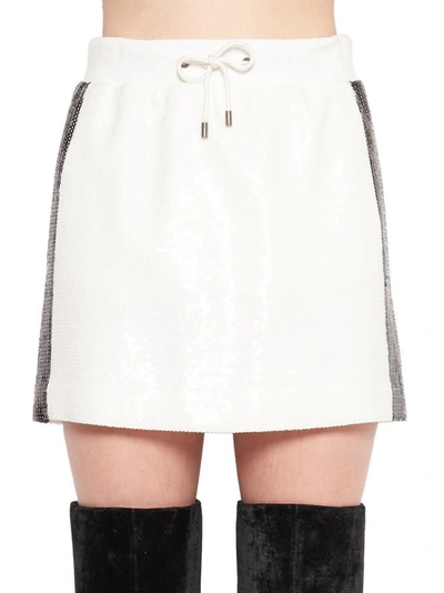 Shop Alberta Ferretti Sequinned Mini Skirt In White