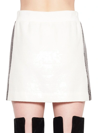 Shop Alberta Ferretti Sequinned Mini Skirt In White
