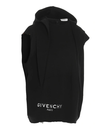 Shop Givenchy Removable Hood Sleeveless Sweatshirt In Black