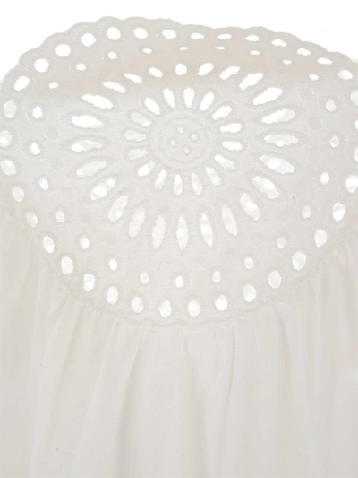 Shop Alaïa Long Sleeve Round Neck Blouse In White