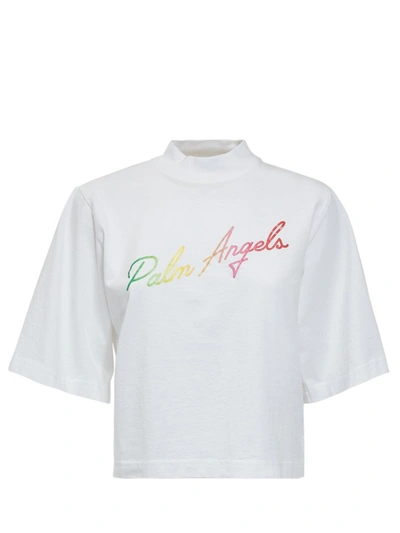 Shop Palm Angels Miami Logo T In White