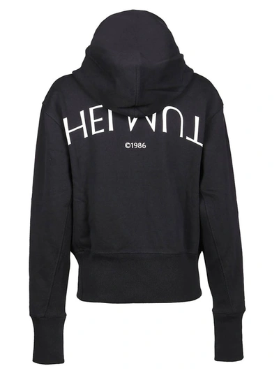 Shop Helmut Lang Logo Print Hoodie In Black