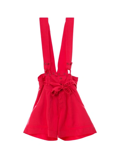 Shop Isabel Marant Fineba Overall Shorts In Red